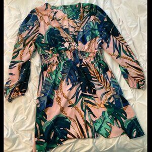 SHEIN Curve Pink Printed Long Sleeve Dress